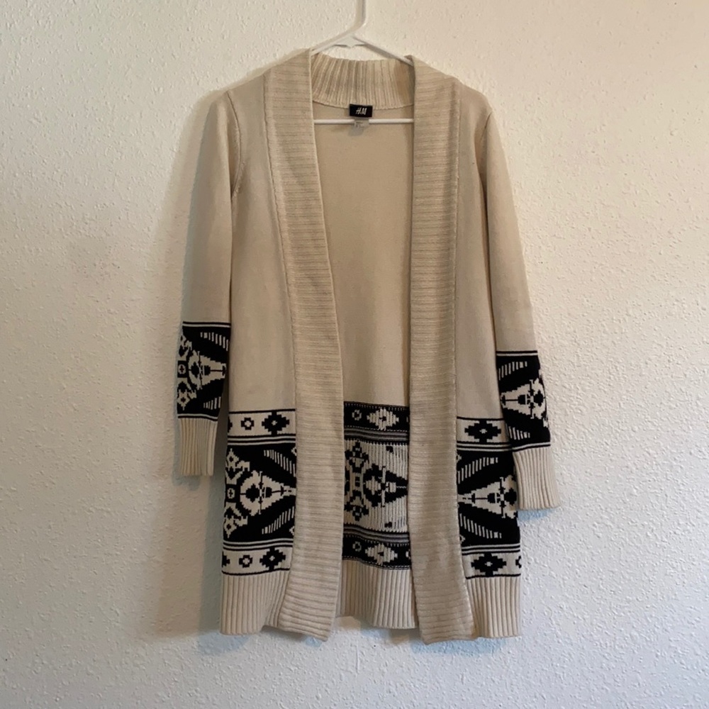 Southwest black cream knit open front cardigan